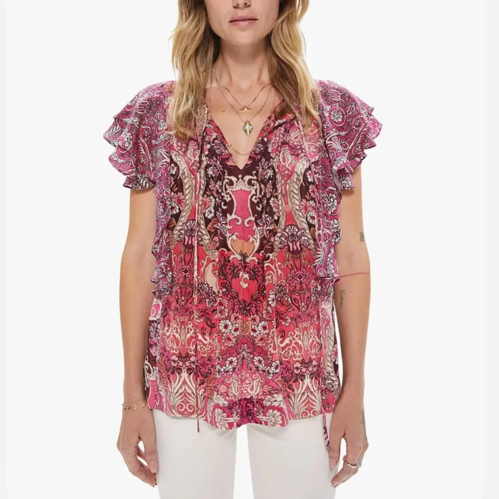 Maria Cher Elena Sleeveless Top in Besalu Pink Size Small - Picture 2 of 12